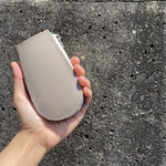 “コロンとした形のキーケース “　グレ×ターコイズブルー　キーケース  本革　革　レザー　レディース　母の日　プレゼント　ファスナー