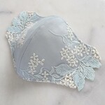 ミントグリーンと小花の上品刺繍レースのマスク