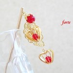 鬼灯のかんざし*レッドジェイドと透かしリーフ