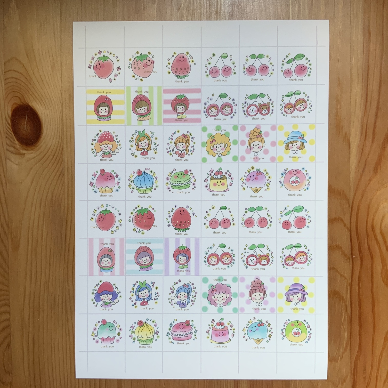 thank youシール③♡手描き フレークシール ごほうびシール - mine