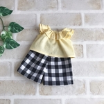メルちゃん＊上下セット服＊黄色×白黒チェック