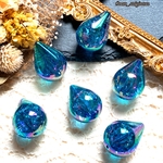 New❤︎【4pcs】マーメイドブルー❤︎クラック入りぽってり雫　ドロップビーズ