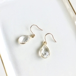 大粒！宝石質AAAランク　水晶のゴールドピアス、イヤリング