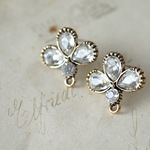 ラインストーン ピアス金具 1set