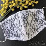 再販・夏用・エレガント おしゃれ 白 レース マスクカバー・ノーズワイヤー 入り・息がしやすい 裏生地綿 メッシュ の２層構造