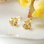 *P21*K14GF*宝石質／天然石シトリンAAA（ファセットカット6ｍｍ）☆4本爪ピアス