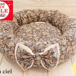 【SALE!!】 クラッシックフラワーのペットベッド　ブラウン（Ｓサイズ）