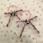 ピンクチェックぱんだちゃんヘアゴム