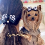 【ママとお揃い】【 犬用　アーチ型バナナクリップ】【セット販売】わんちゃんとお揃い　おしゃれ　トップノットペット　子供　ヘアアクセサリー　リボン　バレッタ　♡AquaMana♡