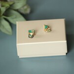有田焼 陶片 x 金継ぎ ピアス イヤリング （シェルストーン)