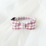 首輪♡猫用 シンプルリボンチェック(くすみピンク)