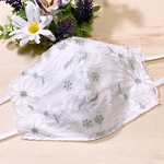 不織布マスクカバー＊ホワイト＊ラメ入り＊お花刺繍チュールレース＊抗菌加工クレンゼ使用