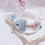 🧚‍♀️新作new♡首輪♡大花柄♡シャーベットブルーソフトベルベット♡