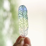 地球の緑の羽根：波動玉®2（サードアイ・ハートチャクラ）【現品一点物】Glass Feather