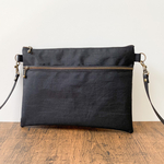 サコッシュ☆ダブルファスナーショルダーバッグ☆ナイロン(ブラック)