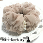 ❣❣100円引き❣❣ パール付き💓さらにもこもこ✨ふわもこ❣シフォンシュシュ❤(モカ)