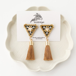 antique earring <TR gold × black × camel >