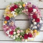 千日紅とあじさいのリース