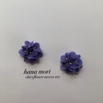 粘土の花＊紫陽花ネイビーピアス＊イヤリング