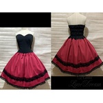 5周年記念特別価格♪1点物*ビスチェ ドレス ワンピース★ルビー×ブラック×黒レース(即納品)