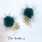 紫陽花グリーンファーピアス