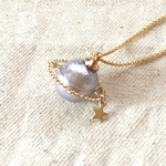 【再販×4】コットンパールの宇宙ネックレス/パープル