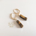 タイガーアイのスクエアチューブピアス