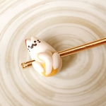 三毛猫の練り切り簪