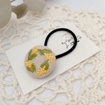 ふんわりミモザの刺繍 ② ヘアゴム