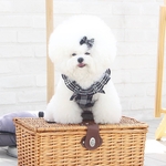 ★ALQEEN★犬服　チェック柄ハーネス　ブラック