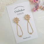 輝くビジューフラワー×ドロップフラワーの揺れる大人可愛いピアス/イヤリング🌼（春・夏・花・フラワー・ガラス・クリア・シンプル・大人可愛い・上品・揺れる ゆらゆら）