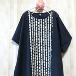 ◆sale◆ 北欧フリルボーダー模様 切り替え ワンピース 黒