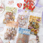 【フレークシール 6点セット】〜楽しい歌〜 レトロガール&レトロアニマル