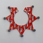 踊る女の子柄×グレーストライプスタイ風首輪（リバーシブル）