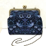  ウィリアムモリス　いちご泥棒　がま口ショルダーバッグ　ブルー