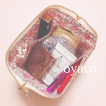 綿棒ポケット＆底板付き♡ぱっくり開くコスメポーチ♥リバティ フェリシテプチ
