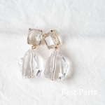 2pcs クリアピアス クリスタル ゴールド