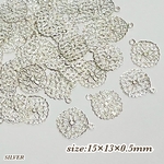 15mm×13mm 100枚☆シルバー☆カン付き お花の透かしパーツ