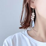 𓐍パールタッセル×ガラスチャーム𓐍ピアス/イヤリング   　大ぶり　ナチュラル　北欧　シンプル　結婚式　二次会　花嫁　キラキラ　お呼ばれ　ドレス