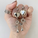 ❃◦○シルバーハート×ドーナツ×ローズピアス/イヤリング＊P190703❃◦○