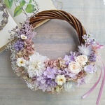 Lune Bonheur＜ Panna cotta＞＊ハーフムーンリース＊プリザーブドフラワー＊お花＊ギフト＊結婚祝い＊新築祝い＊お誕生日祝い＊母の日＊フラワーギフト