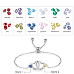 オーダーメイド 誕生石 ハート ブレスレット ペア ジルコニア