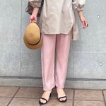 小柄さんS■脚長効果バツグン! スリット入り 細見えストレートパンツ ピンク【３size展開】KMC-10 344603