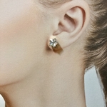2way flower スワロフスキー＆パールのマグネットピアス　クリスタル(※イヤリングです) 