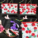 チェリー　🍒　コットン　フラットポーチ