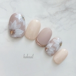 No.112⭐︎フラワーネイル　春ネイル　　ニュアンス　花嫁　ミラー　トレンド　オーロラ　グレージュ　くすみピンク　ヌードカラー　ブライダル　ウェディング　結婚式　ネイル　チップ