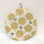【オーダー品になります】☆ミモザのお花柄  まーるい鍋敷き(ポットマット)  ストウブやルクルーゼ