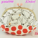 ｢t-yan様のご注文品｣☆気持ち華やぐがま口ポーチ（特大！24.5センチ)(ペンギン柄♡）（クラッチバッグ・ハンドバッグにもなります）