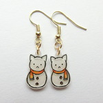 雪だるまな猫ピアス / イヤリング 2