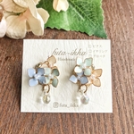 紫陽花ピアス （or イヤリング ） ミントカラー （マニキュアフラワー）